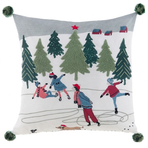 EMBROIDERED CUSHION WITH SKIEUR