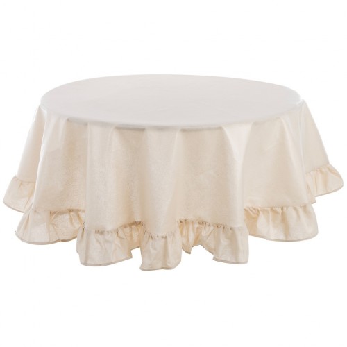 ROUND COATED TABLE CLOTH WITH FRILL 10CM