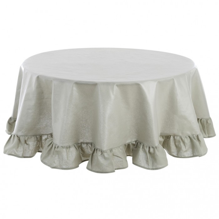 ROUND COATED TABLE CLOTH WITH FRILL 10CM